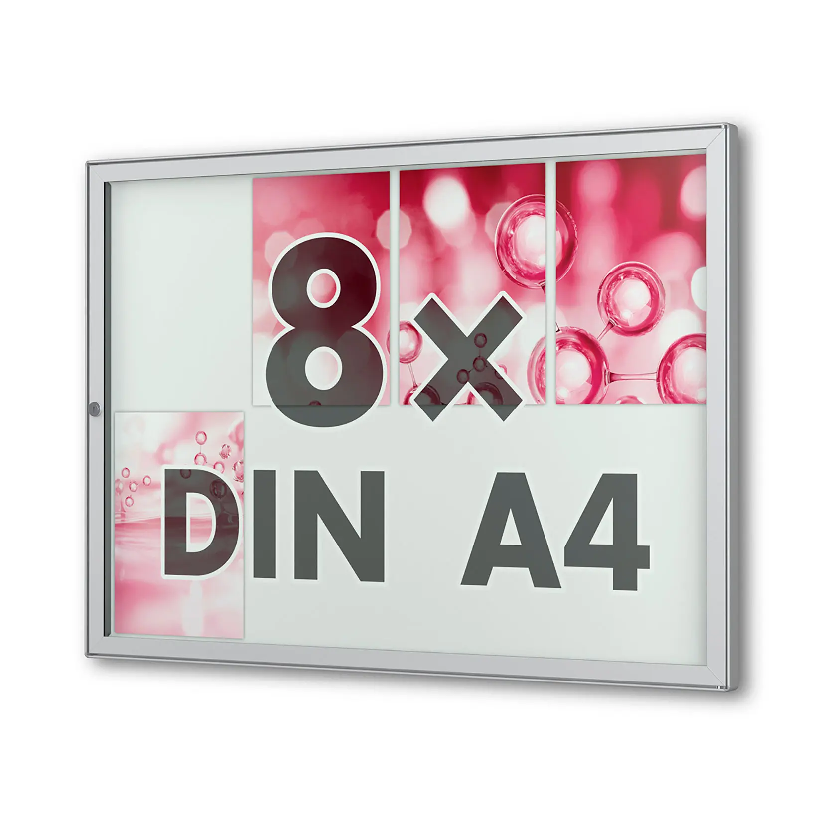 8 x DIN A4 Flachschaukasten Tesus - quer - gerundet